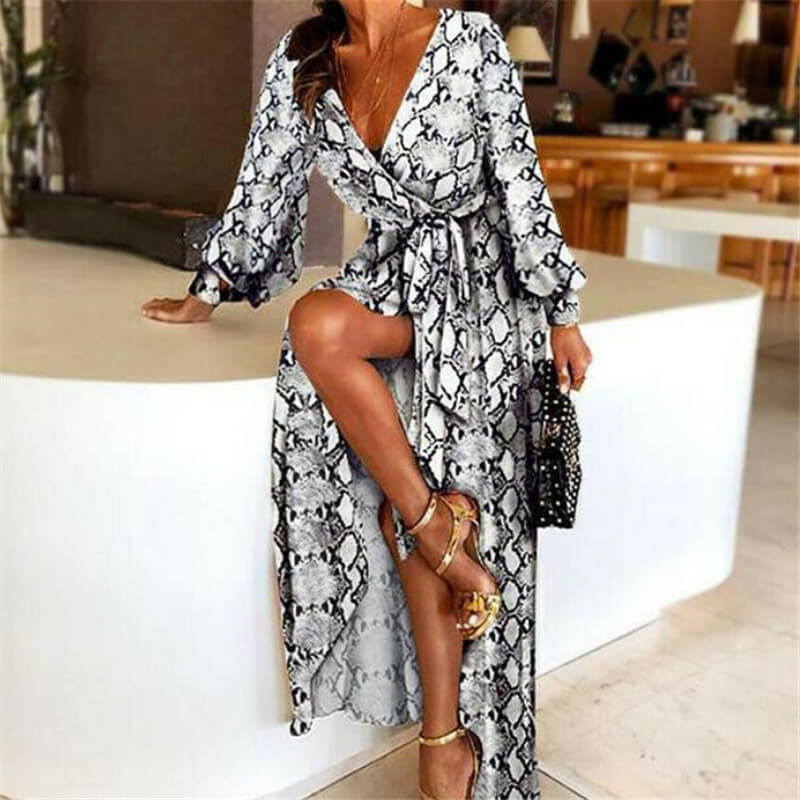 Women's Long Dress Maxi Dress Casual Dress Elegant Stylish Vacation Date Loose Fit Graphic Long Sleeve V Neck Black And White Spring Fall Women's Long Dress Maxi Dress Casual Dress Elegant Stylish Vacation Date Loose Fit Graphic Long Sleeve V Neck Black And White Spring Fall