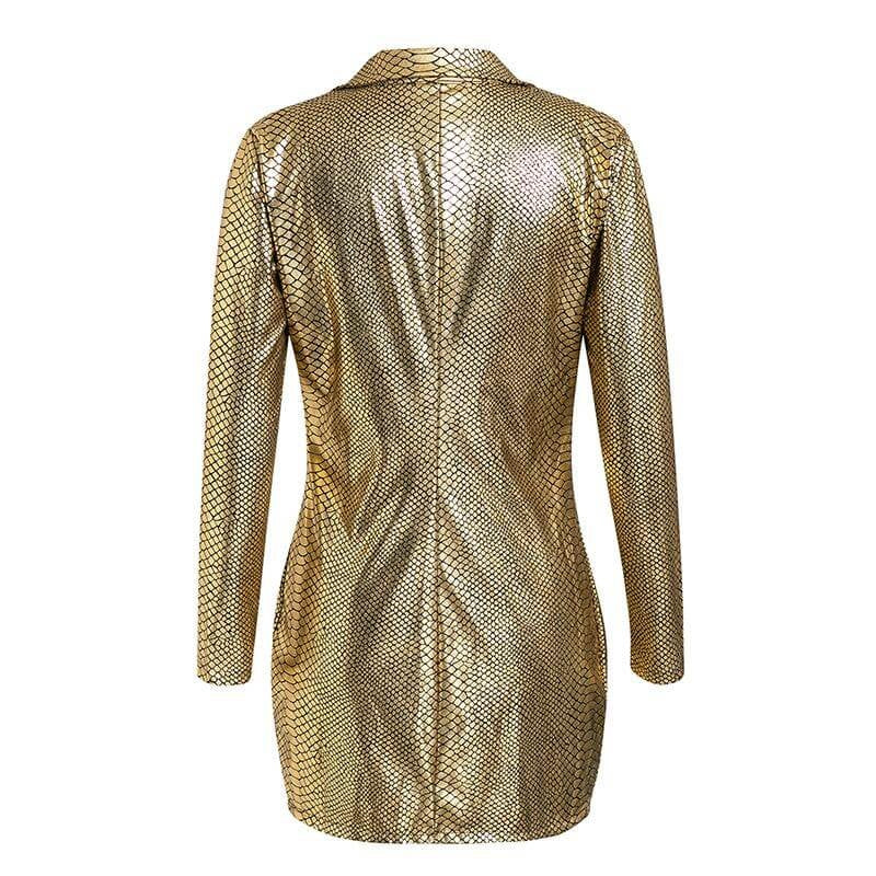 Gold Snake Print Dress | Snake Fashion Gold / L Gold Snake Print Dress | Snake Fashion Gold / L