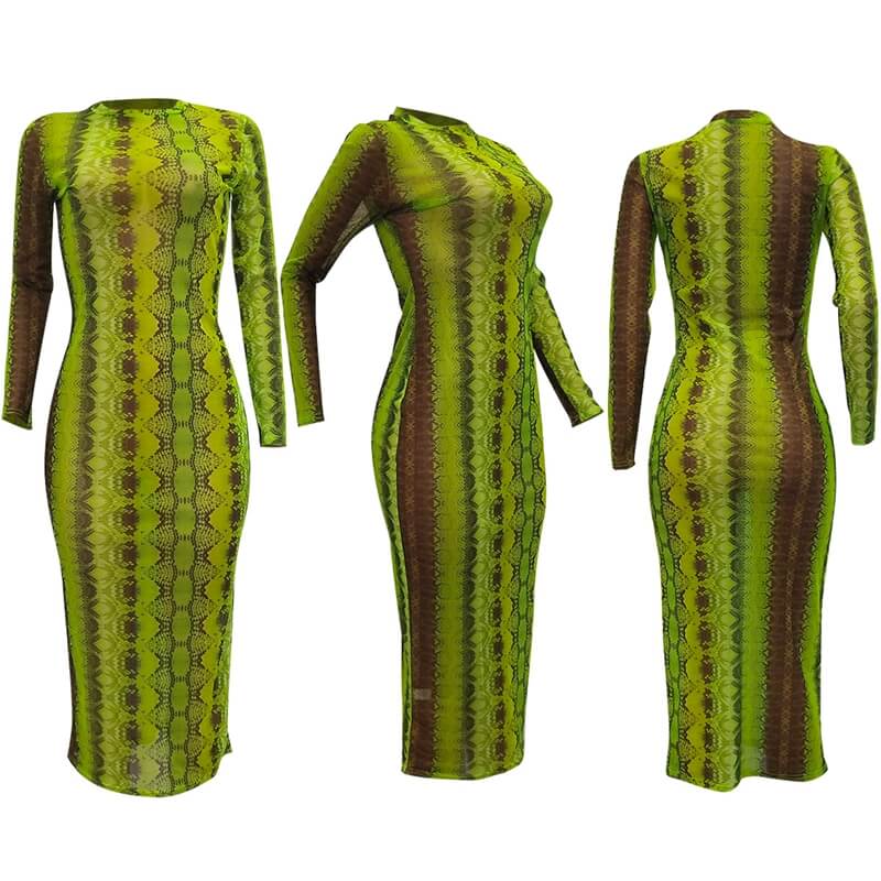 Lime Green Snake Dress | Snake Fashion Green / L Lime Green Snake Dress | Snake Fashion Green / L