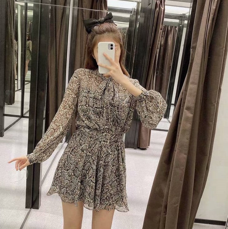Snake Print Chiffon Dress | Snake Fashion Snake Print / Xs Snake Print Chiffon Dress | Snake Fashion Snake Print / Xs
