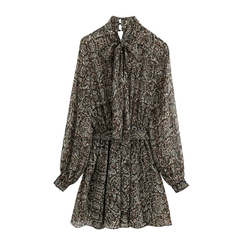 Snake Print Chiffon Dress