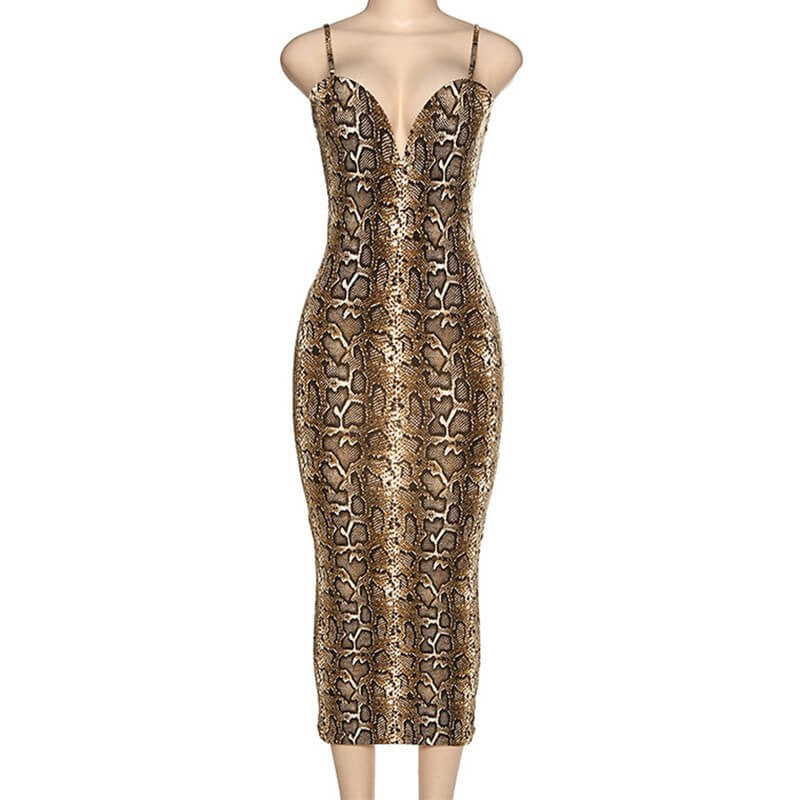 Snake Print Dress Demeter | Snake Fashion Brown / S