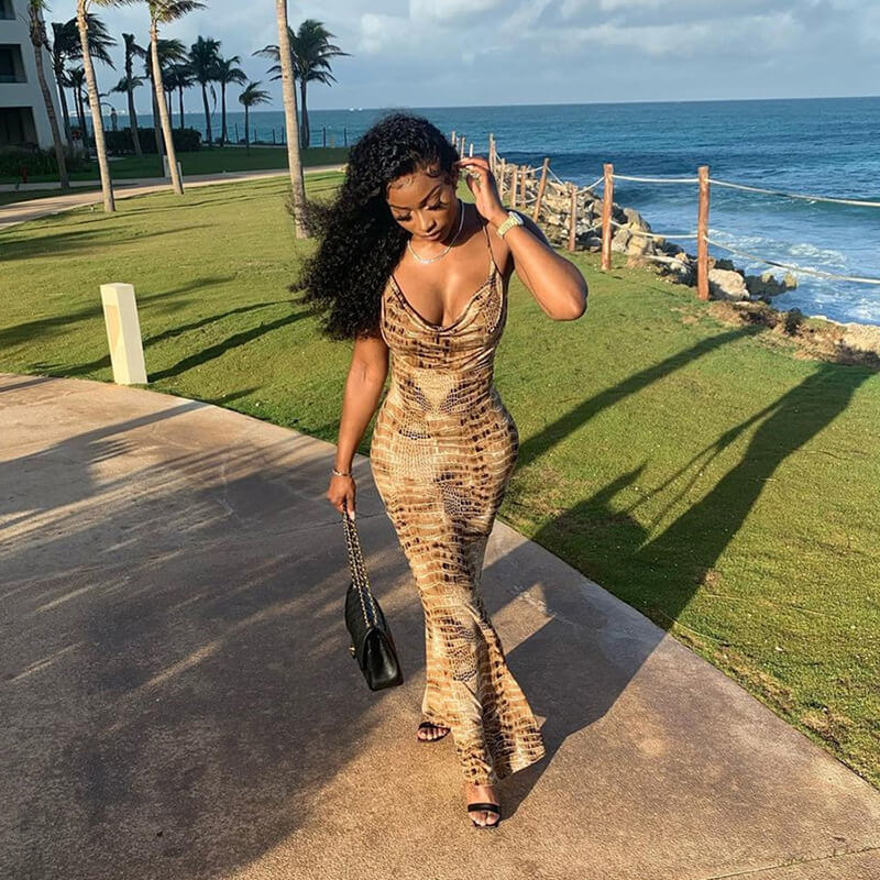Fashion Gold Snake Print Dress Slithery, Slinky, And Oh-so Stylish! ? This Brown  Snake Skin