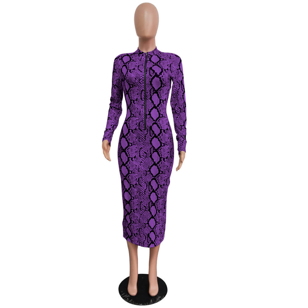 Snake Print Dress Izanami | Snake Fashion Purple / S Snake Print Dress Izanami | Snake Fashion Purple / S