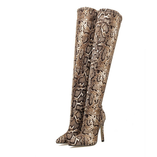 Brown Snake Print Boots