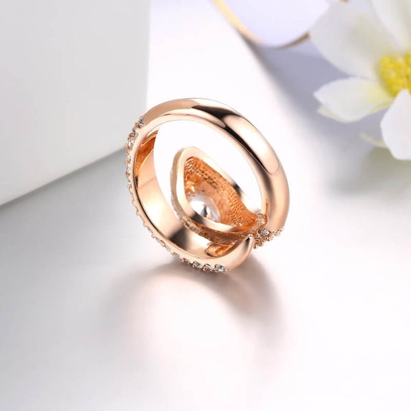 GNOCE Sterling Silver Snake Ring - 18k Rose Gold Plated With Cubic Zirconia, Symbol Of Rebirth & Transformation
