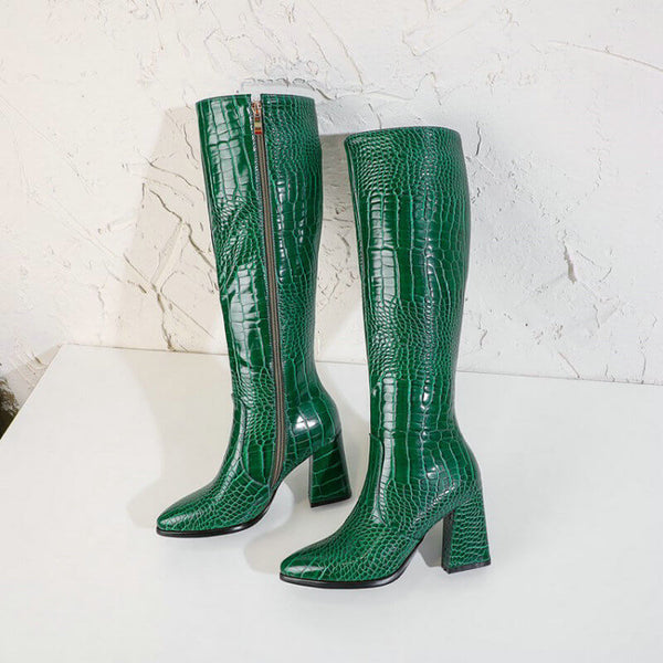 Green-Snake-Print-Boots-fashion