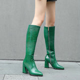 Green-Snake-Print-Boots-model