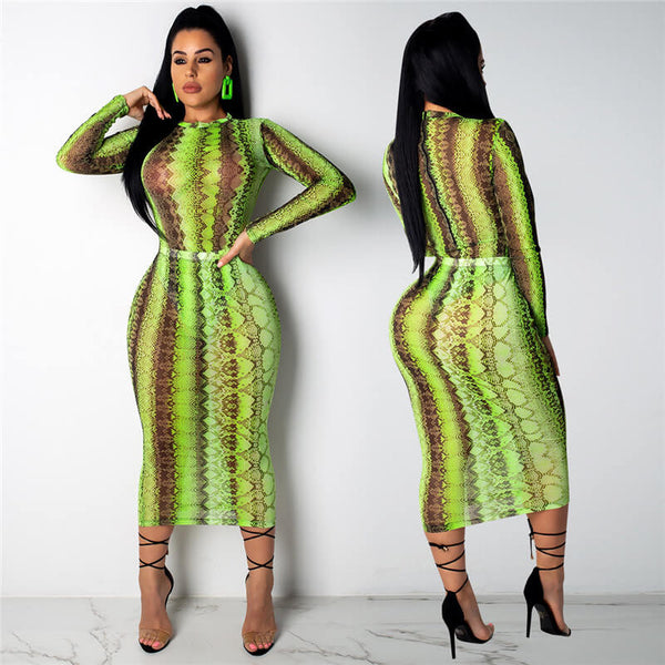 Lime-Green-Snake-Dress-fashion