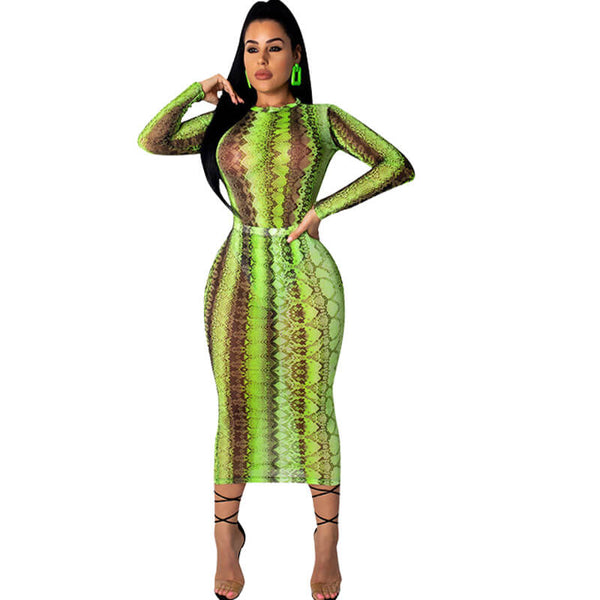 Lime Green Snake Dress | Snake Fashion Green / L Lime Green Snake Dress | Snake Fashion Green / L