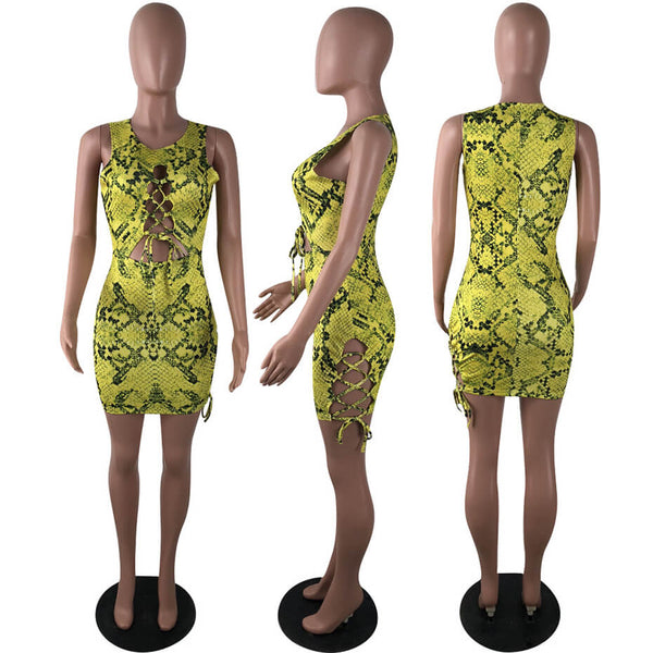 Neon Snake Print Midi Dress | Snake Fashion Neon Snake Print Midi Dress | Snake Fashion