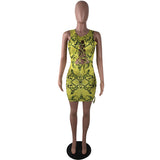 Neon-Snake-Print-Midi-Dress-yellow