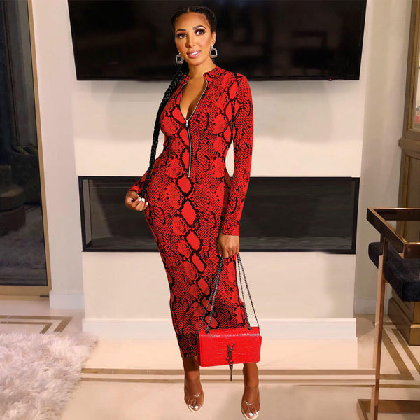 Red Snake Print Dress | Snake Fashion Red Dress / M Red Snake Print Dress | Snake Fashion Red Dress / M