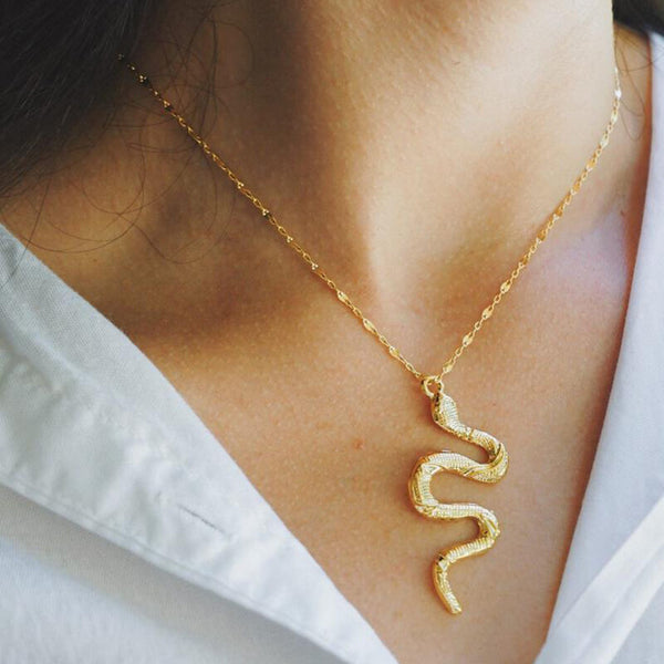 Silver-Snake-Necklace-woman-gold
