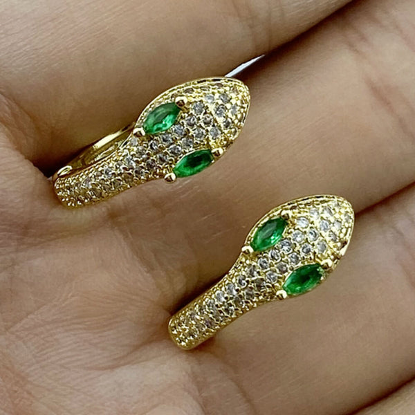 Snake-Huggie-Earrings-emerald