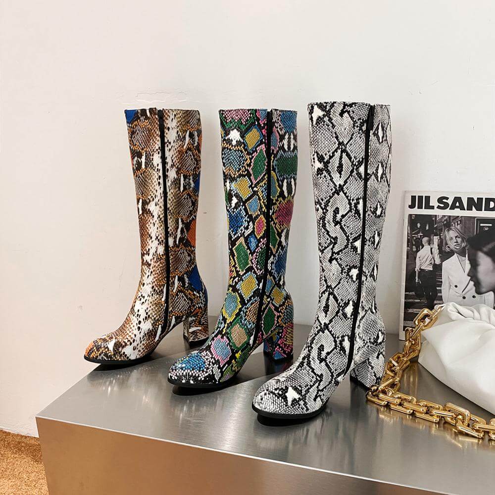 Snake Print Boots Elegant | Snake Fashion™