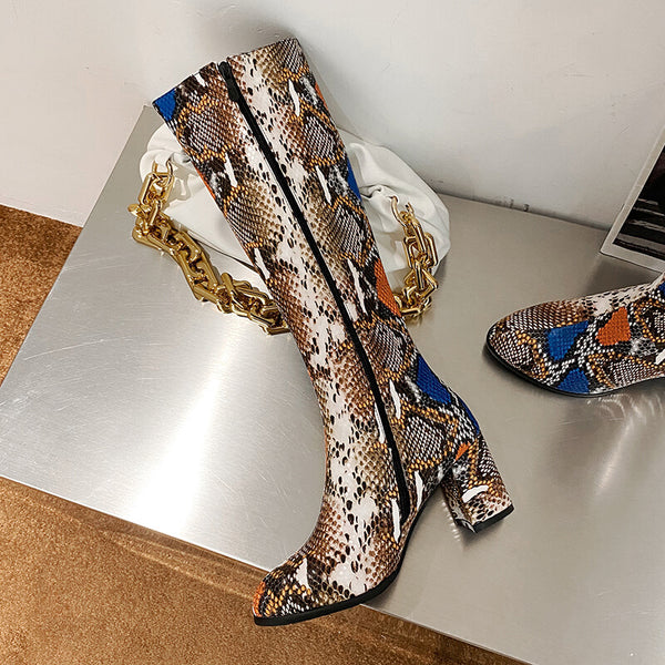 Snake-Print-Boots-Elegant-heel