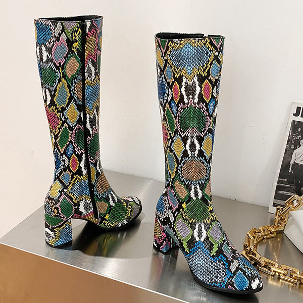 Snake-Print-Boots-Elegant-multicolor
