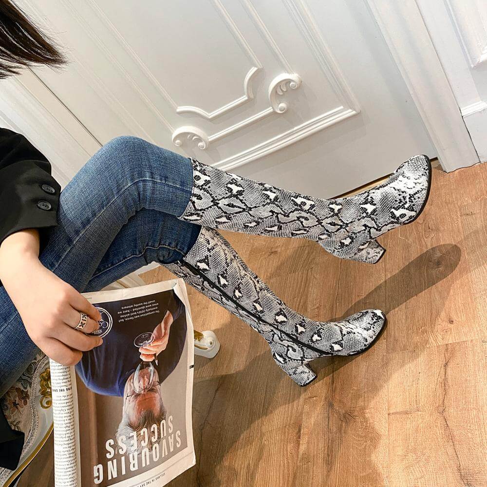 Snake Print Boots Elegant | Snake Fashion™