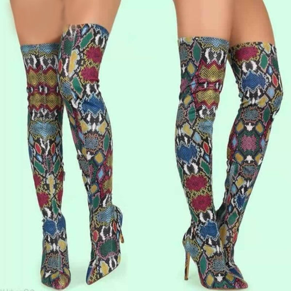 Snake-Print-Boots-Psychedelic-woman
