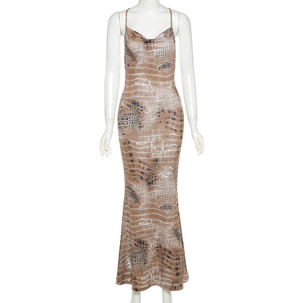 Snake Print Dress Harmony | Snake Fashion Khaki / L Snake Print Dress Harmony | Snake Fashion Khaki / L