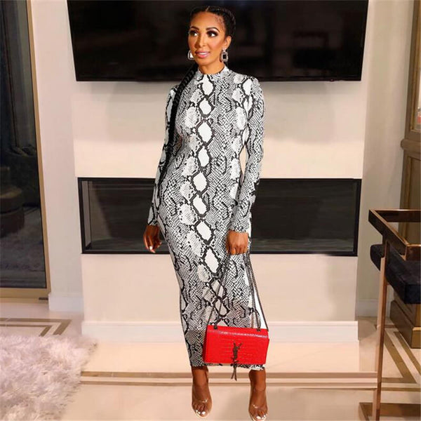 Snake Print Dress Outfit | Snake Fashion White / M Snake Print Dress Outfit | Snake Fashion White / M