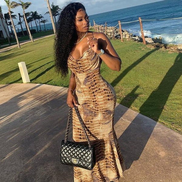 Snake Print Dress Sauvage | Snake Fashion Khaki / M Snake Print Dress Sauvage | Snake Fashion Khaki / M