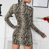 Snake-Print-Dress-Slim-style