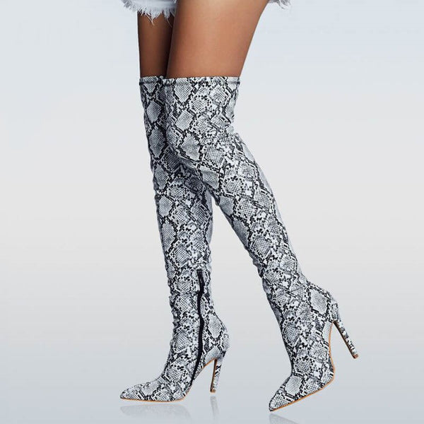 Snake print thigh boots Clearance