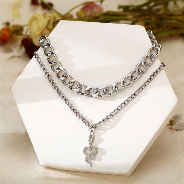 White-Gold-Snake-Chain-Necklace-silver